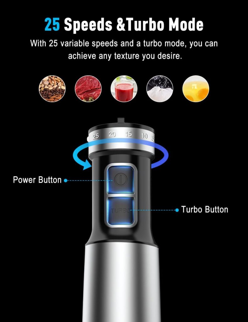 1000W Powerful Immersion Blender handheld, 2025 New Update Hand Blender with 25-Speed, Scratch-Resistant Hand Mixer with Heavy-Duty Copper Brushless Motor and Gift Box