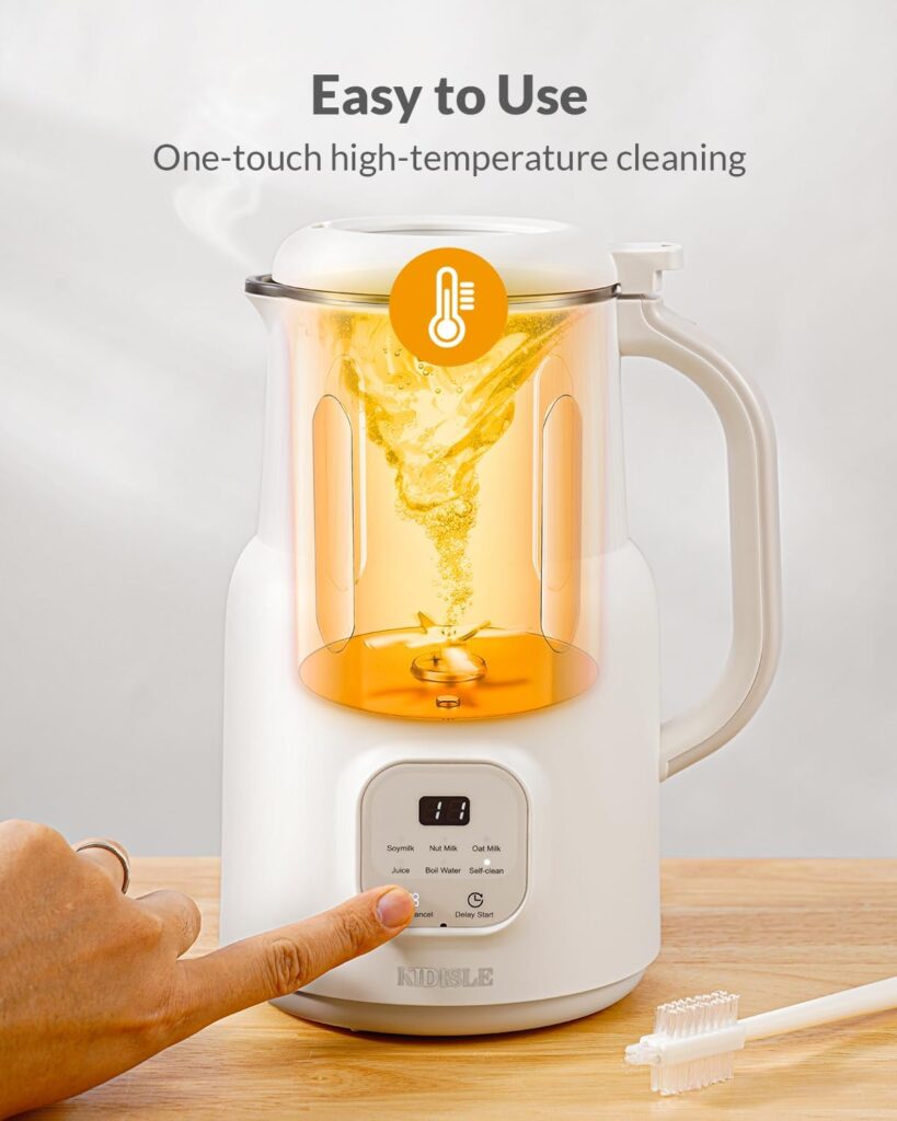 Automatic Nut Milk Maker, 20oz Homemade Almond, Oat, Coconut, Soy, Plant Based Milks and Non-Dairy Beverages with Delay Start/Keep Warm/Self-Cleaning/Boil Water, White