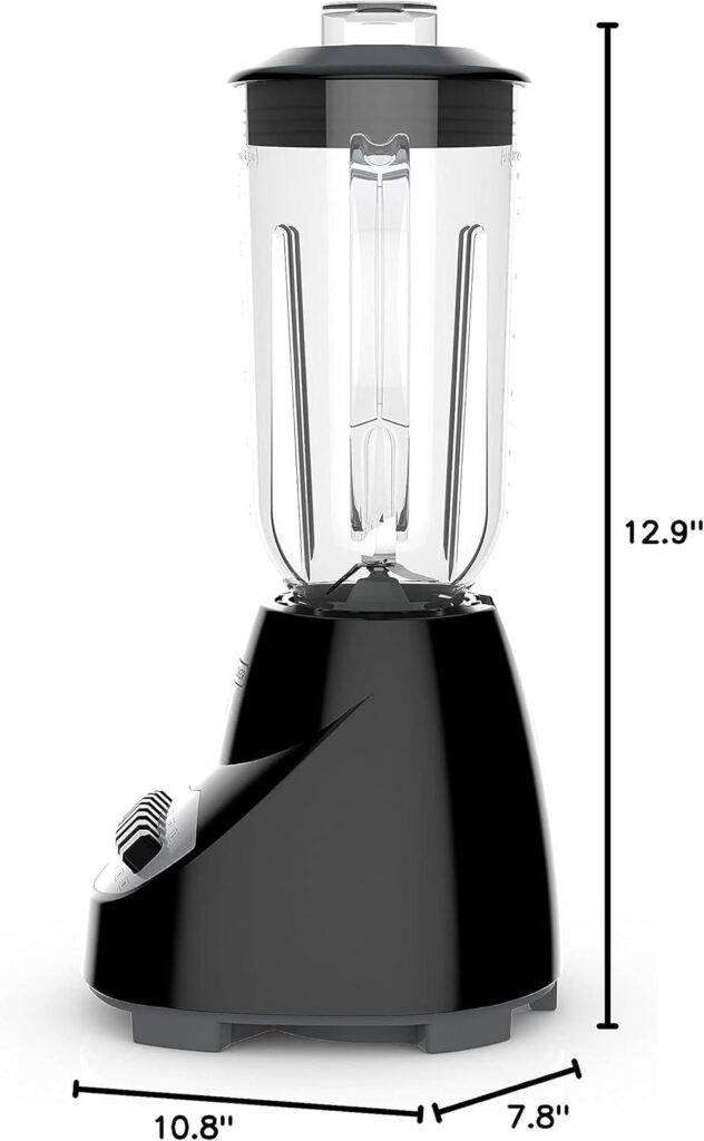 BLACK+DECKER 10-Speed Countertop Blender, BL2010BP, 6-Cup Plastic Jar, Dishwasher-Safe, Stainless Steel, Suction Feet