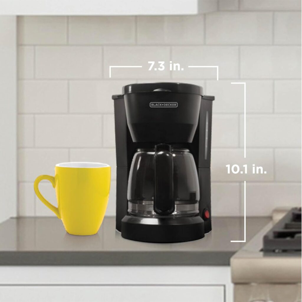 BLACK+DECKER 12-Cup Coffee Maker with Easy On/Off Switch, Easy Pour, Non-Drip Carafe with Removable Filter Basket, Vortex Technology, Black